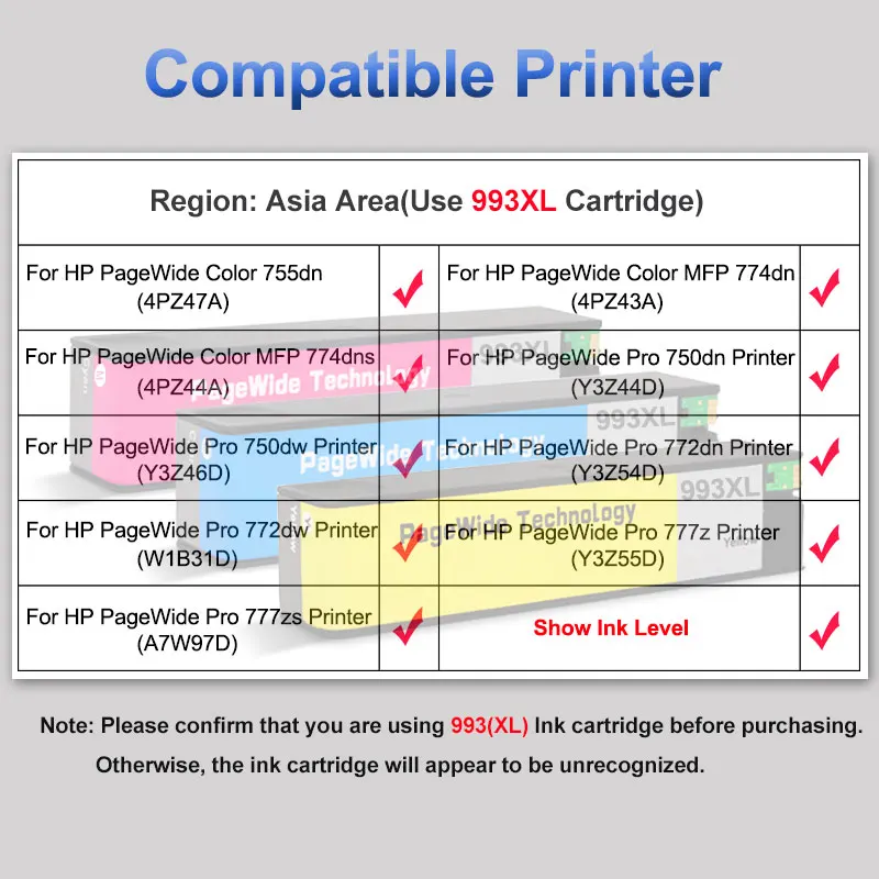 Третьи вечерние чернильные картриджи hp 993 993XL для принтера hp PageWide 755dn 774dn/s 750dn/dw 772dn/dw 777z 777zs