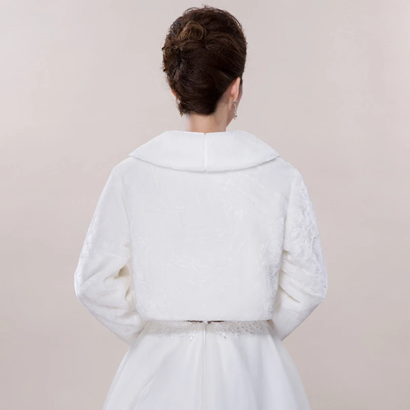 White Red Faux Fur Shrug Cape Wraps Wedding Bridal Coats Jacket with Long Sleeves Special Occasion Winter Warm Women's Bolero
