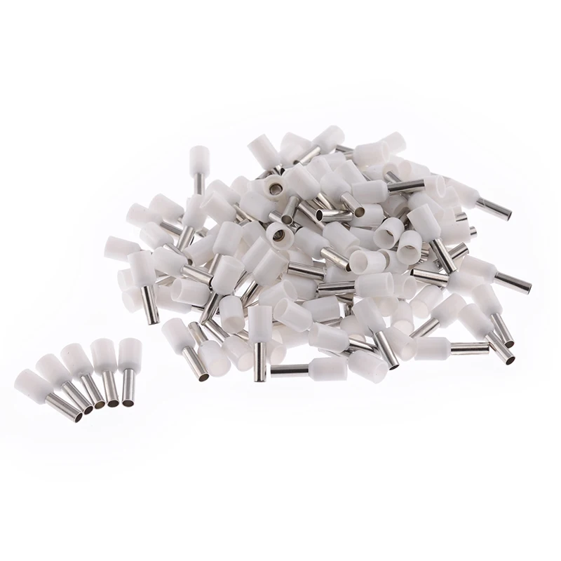 

100pcs/Pack E2508 Insulated Ferrules Terminal Block Cord End Wire Connector Electrical Crimp Terminator