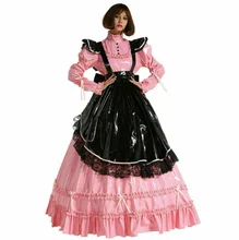 

Hot Pink French PVC sissy Maid Dress role play costume customization