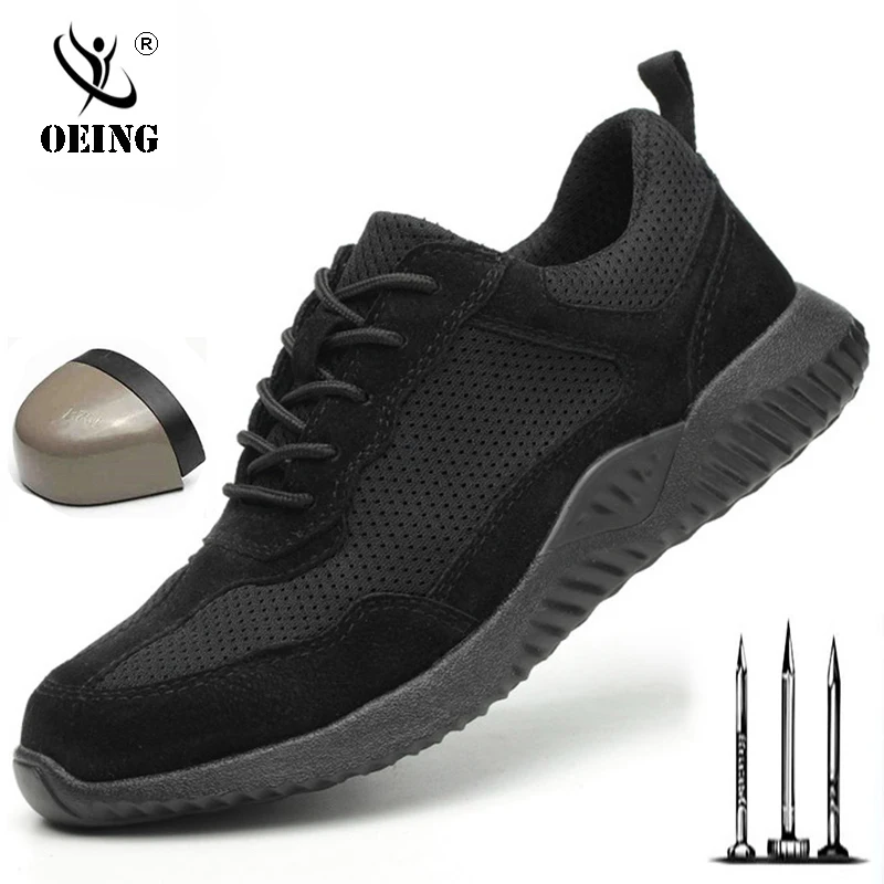 

2019 Men Steel Nose Safety Work Shoes Breathable Casual Sneaker Prevent piercing Protective boots Construction shoes Plus Size