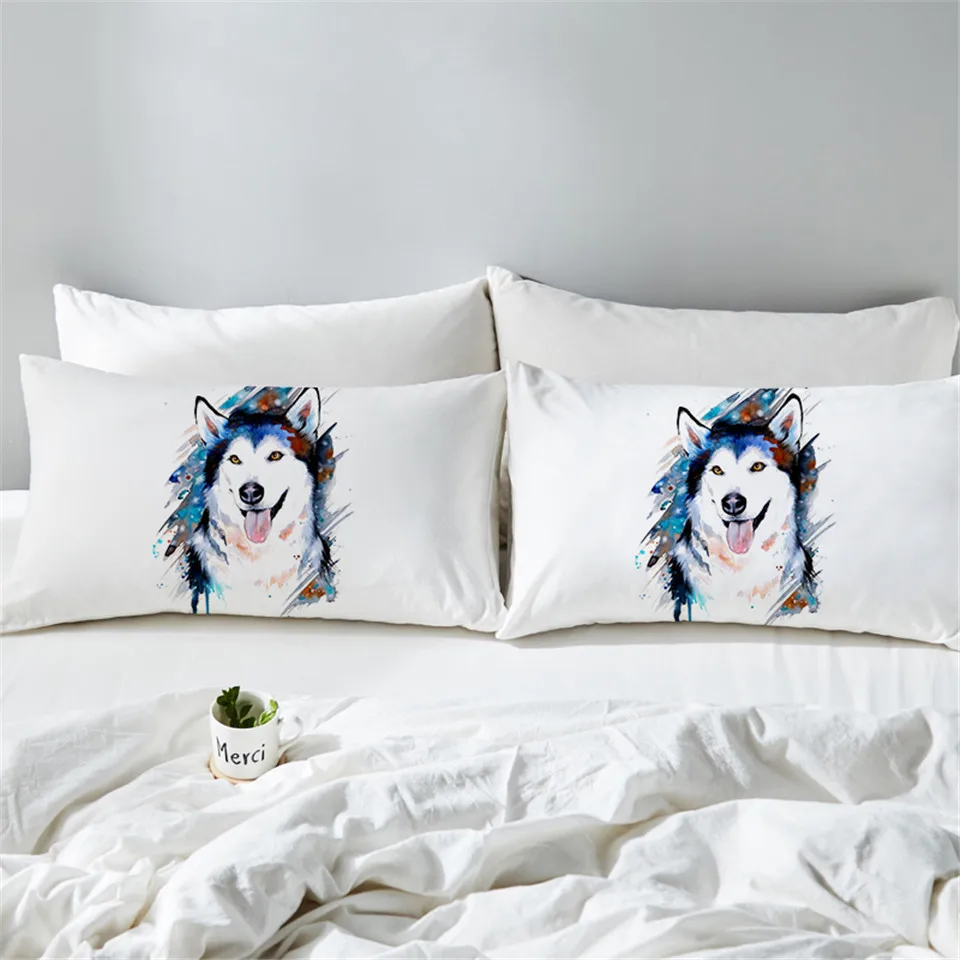 Husky Wolf Galaxy от Pixie Cold Art чехол для подушки с изображением Луны, детский черный декоративный чехол для подушки с изображением белой лисы, наволочка для подушки с изображением планеты, для мальчиков, для дома, 50x75 см - Цвет: Husky