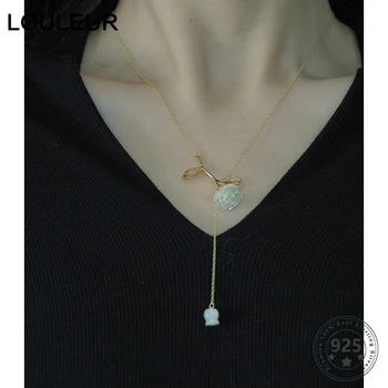 

Louleur 925 Silver White Rose Flower Necklace Elegant Petal Shape Gold Choker Necklace For Women Female Luxury Fine Jewelry Gift