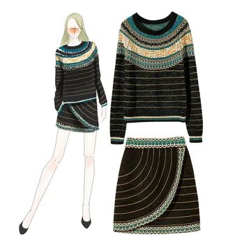 

price dress a small sweet wind undertakes to classic gold thread blended sweaters + package hip skirt set of 980103