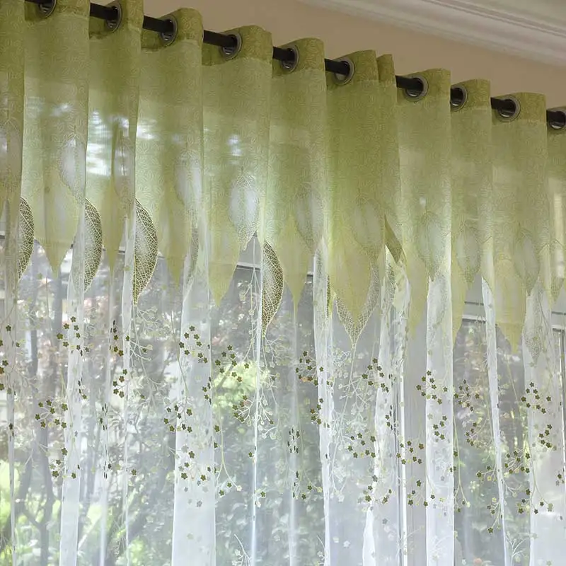 Sheer Curtains Pastoral Tulle Window Curtain For Living Room Bedroom Kitchen Voile Drape Blinds
