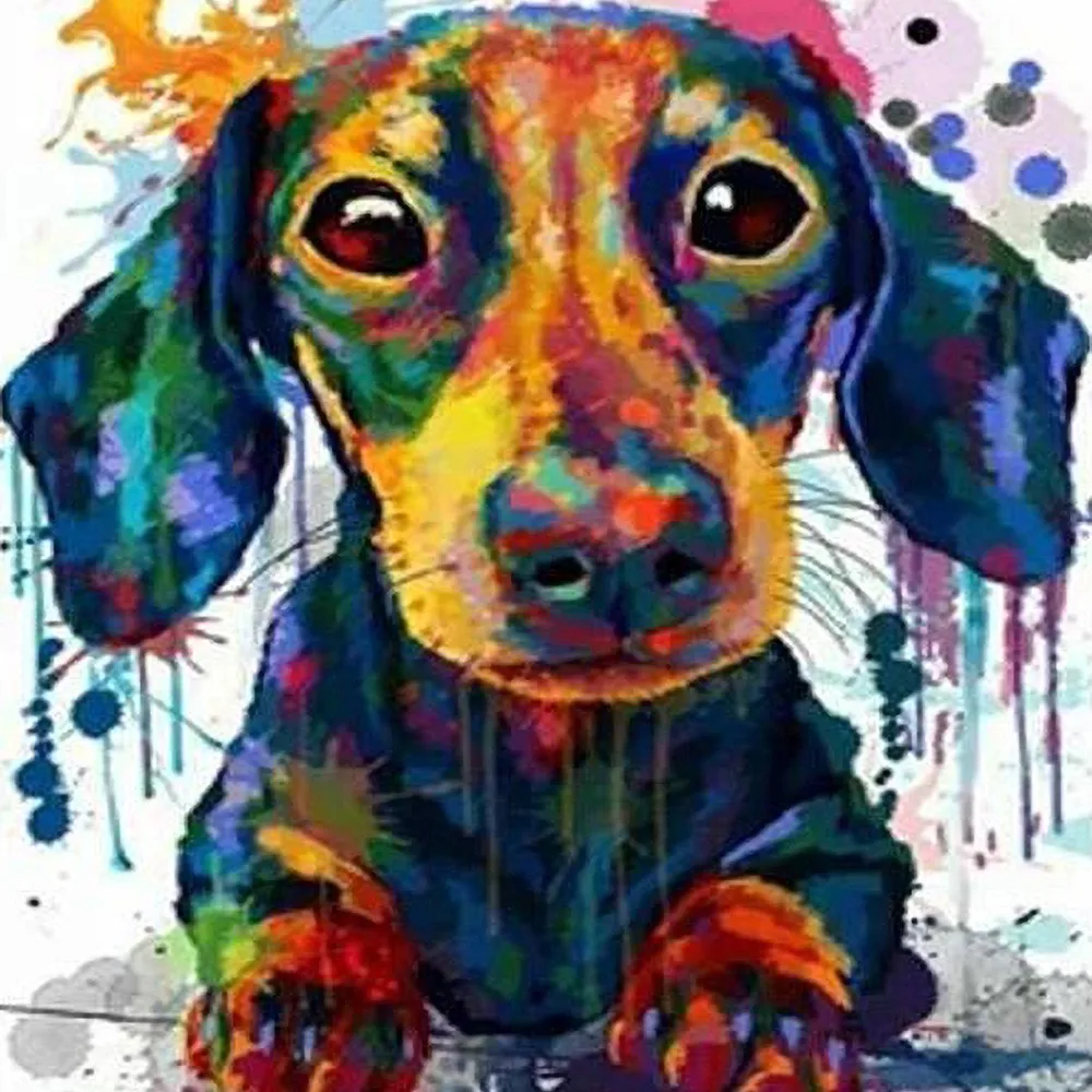 Dog B 40x50cm 5D кристальная квадратная Алмазная абстрактная Собака Вышивка картина Сделай Сам Смола дрель тигр кошка узор вышивка крестиком новогодний декор ремесла - Цвет: Dog B 40x50cm