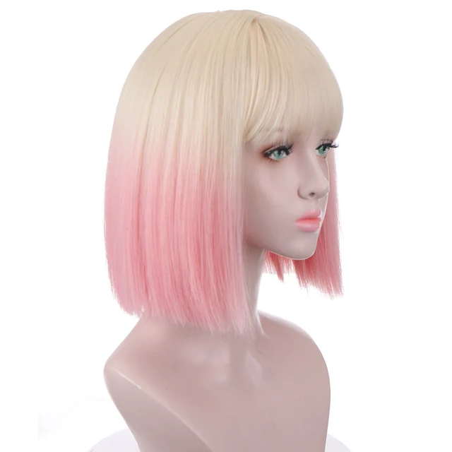 HOUYAN synthetic Long straight hair wig Plain white wig fringe cosplay