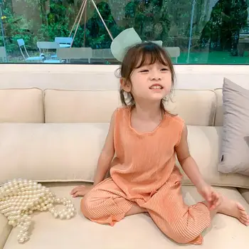 

2020 new girls 2 pcs set vest +wide pants fashion summer cool girls suit 1-7 years HO709