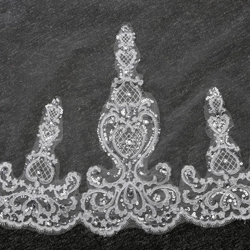 Свадебная вуаль 3,5 м длина 1,8 м ширина Кристаллы Стразы кружево Bling Соборная Фата с гребнем белая
