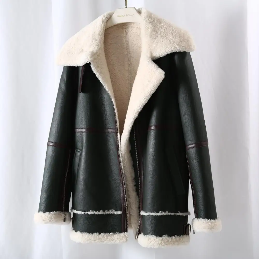 2020 Double Faced Fur Real Coat Winter Jacket Women Genuine Leather Natural Merino Sheep Outerwear Streetwear | Женская одежда