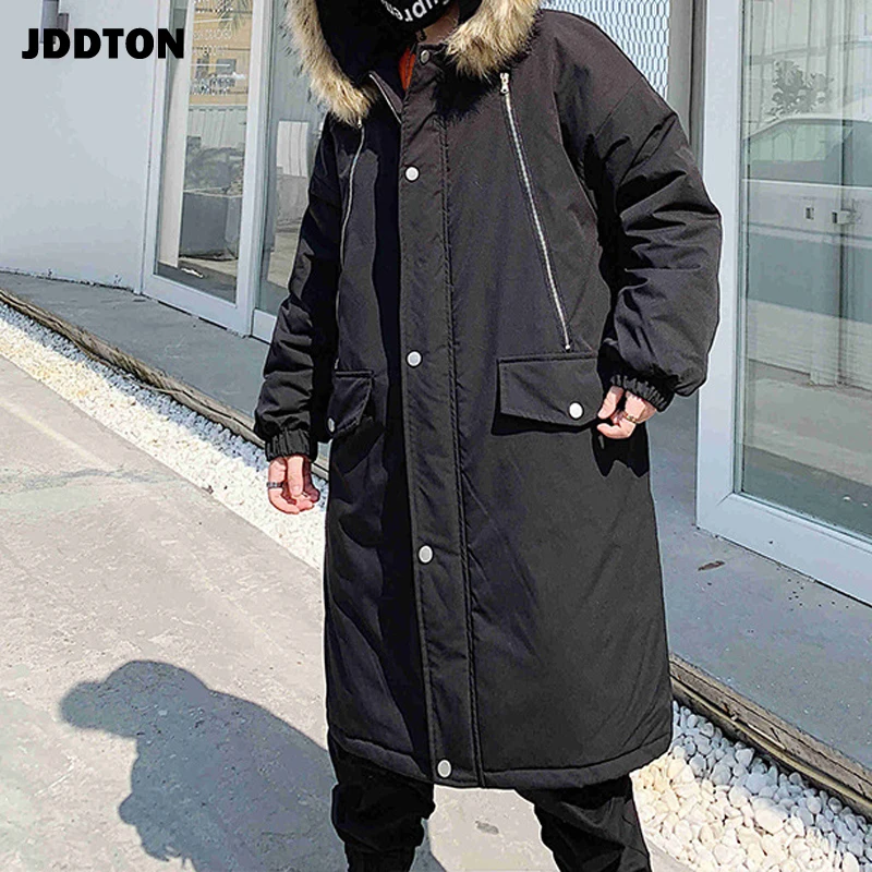 JDDTON мужская хлопковая одежда с капюшоном свободная Толстая куртка ветрозащитная теплая ветровка парка большой карман пальто повседневная Уличная JE187