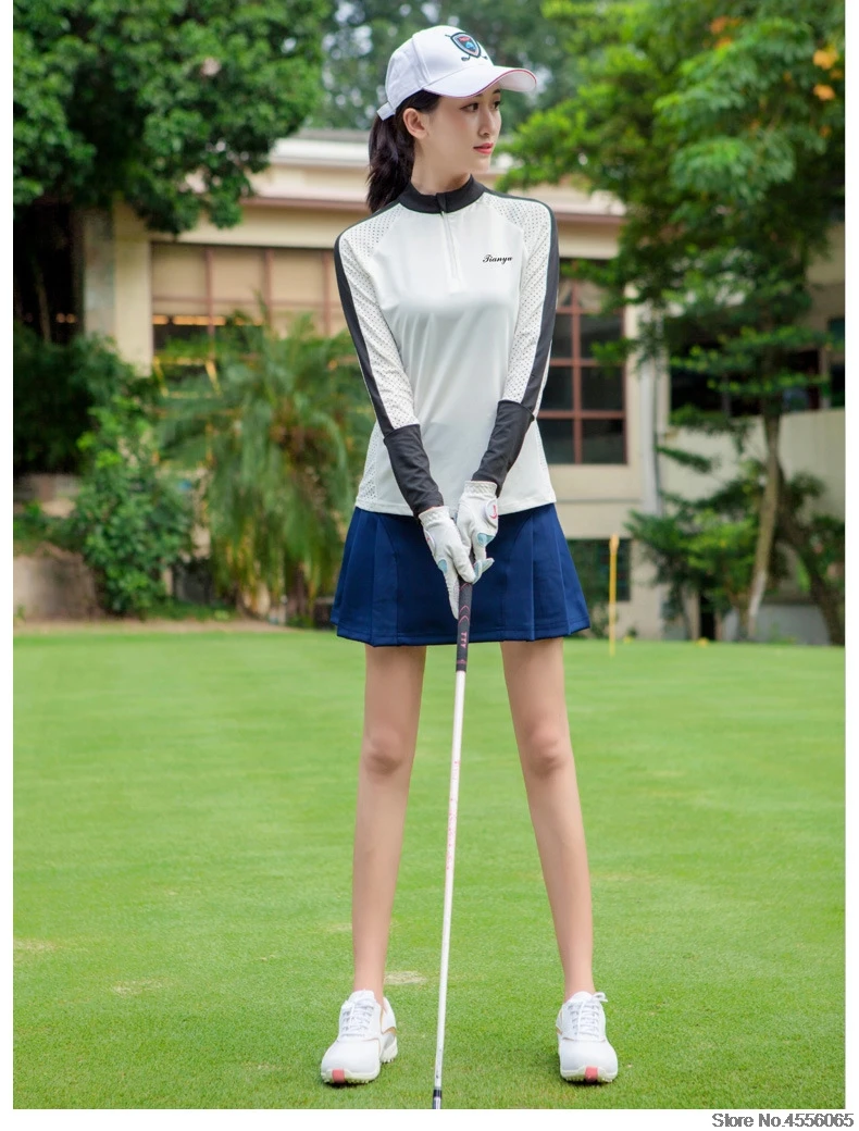 Womens Breathable Mesh Golf Shirts Dry Quick Training Shirts Ladies Long Sleeve T Shirt Golf Sportswear Plus Sizes S-XXL D0694