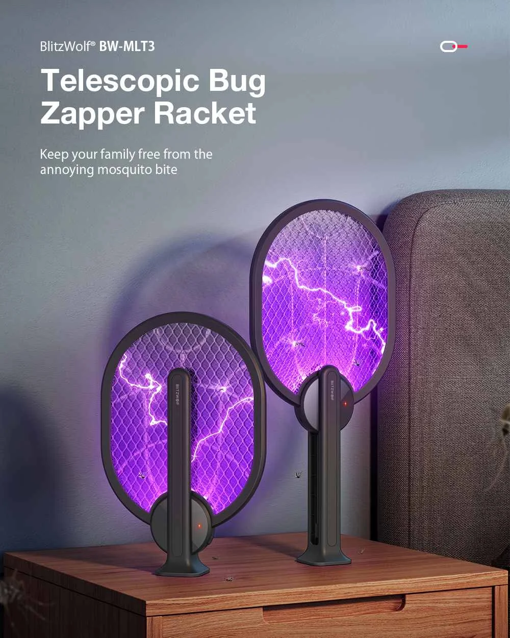 BlitzWolf BW-MLT3 Household Electric Flies Mosquito Swatter Trap UV description image