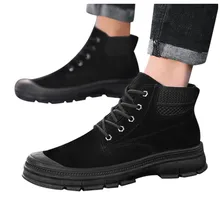 Модные мужские ботинки в стиле ретро на плоской подошве с круглым носком осенне-зимние уличные ботинки на шнуровке рабочие ботинки для пустыни botas mujer