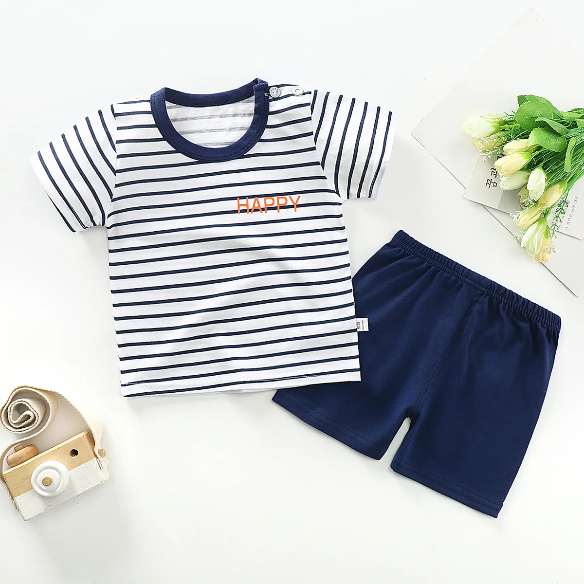 

ZWY864 Children Clothing Sets Summer Boy Clothes Girls Short Sleeve T shirt+Pants 2pcs Suits Cotton Kids Boys Clothes