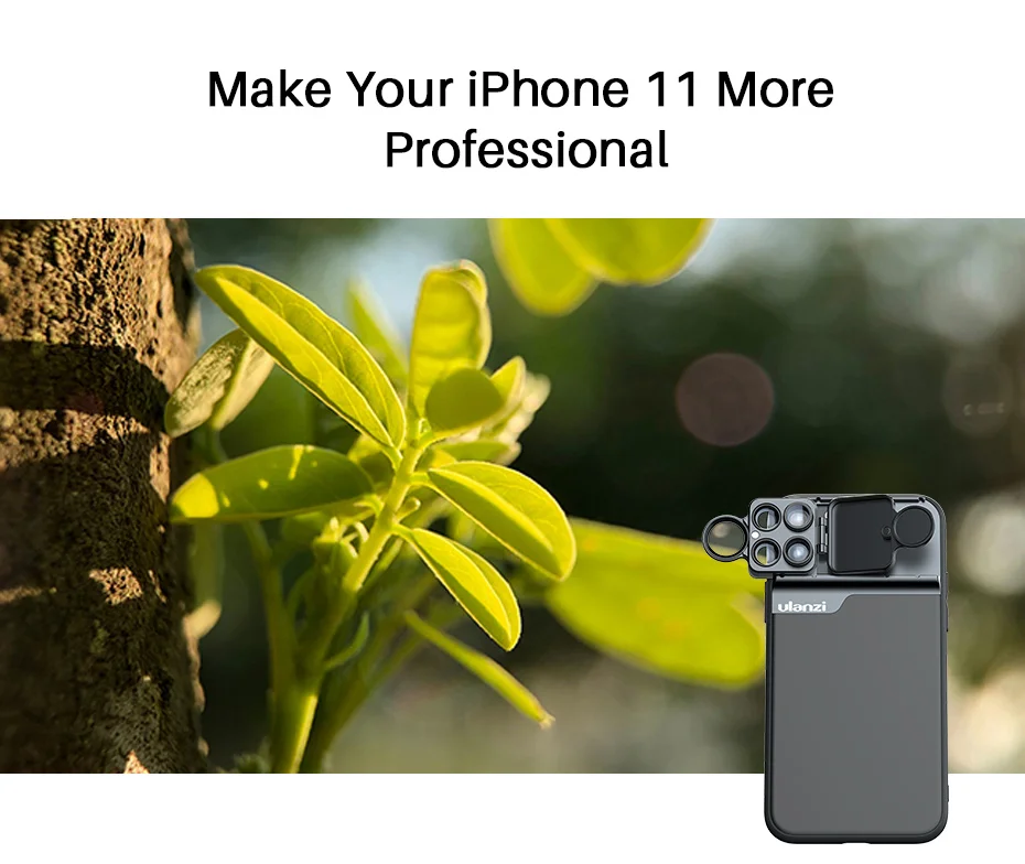 Ulanzi чехол для телефона с 5 в 1 телефон объектив CPL фильтр/10X/20X Макро/180 ° рыбий глаз/2X телеобъектив для iPhone 11/11 Pro/11 Pro Max
