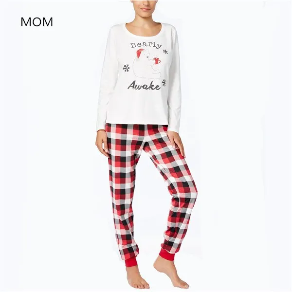 JULY'S SONG/Комплект рождественских пижам для всей семьи; Новинка; пижамы с героями мультфильмов; одежда для семьи; комплект пижам для мужчин; хлопковая одежда для сна с длинными рукавами - Color: mom