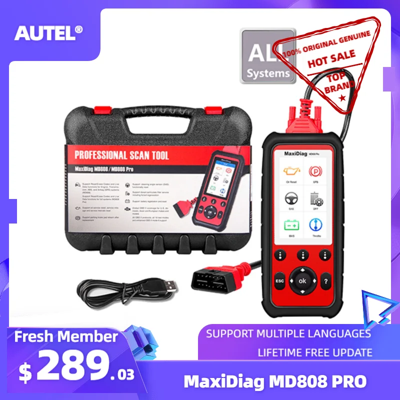 Autel MaxiDiag MD808 Pro OBD2 сканер инструмент диагностики авто Все Системы Eobd Automotivo Automotriz