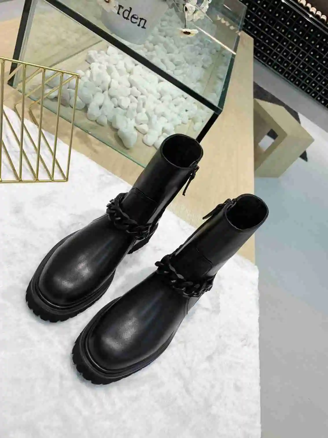 Ботильоны для женщин; scarpe donna; женская обувь с цепочкой; Цвет Черный; Zapatos De Mujer; низкий каблук; круглый носок; botas mujer; слипоны; женские ботинки