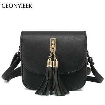 

2020 PU Fashion Women Bags Tassel Pendant Pendant Women Single Shoulder Bags All-match Solid Color Messenger Bag Mini Square Bag