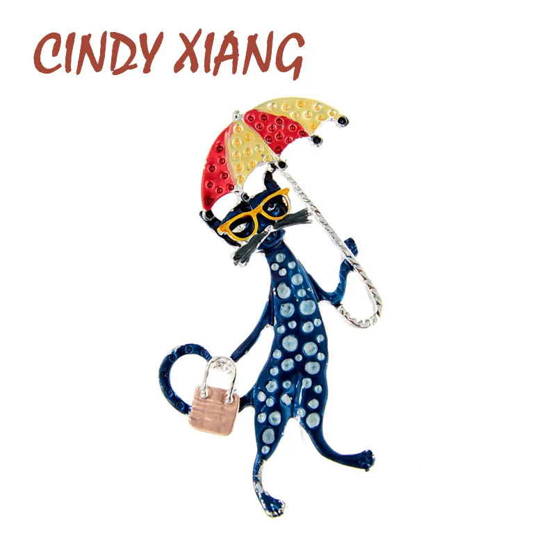 CINDY XIANG эмалированная брошь с зонтиком и кошкой детская модная булавка аксессуары