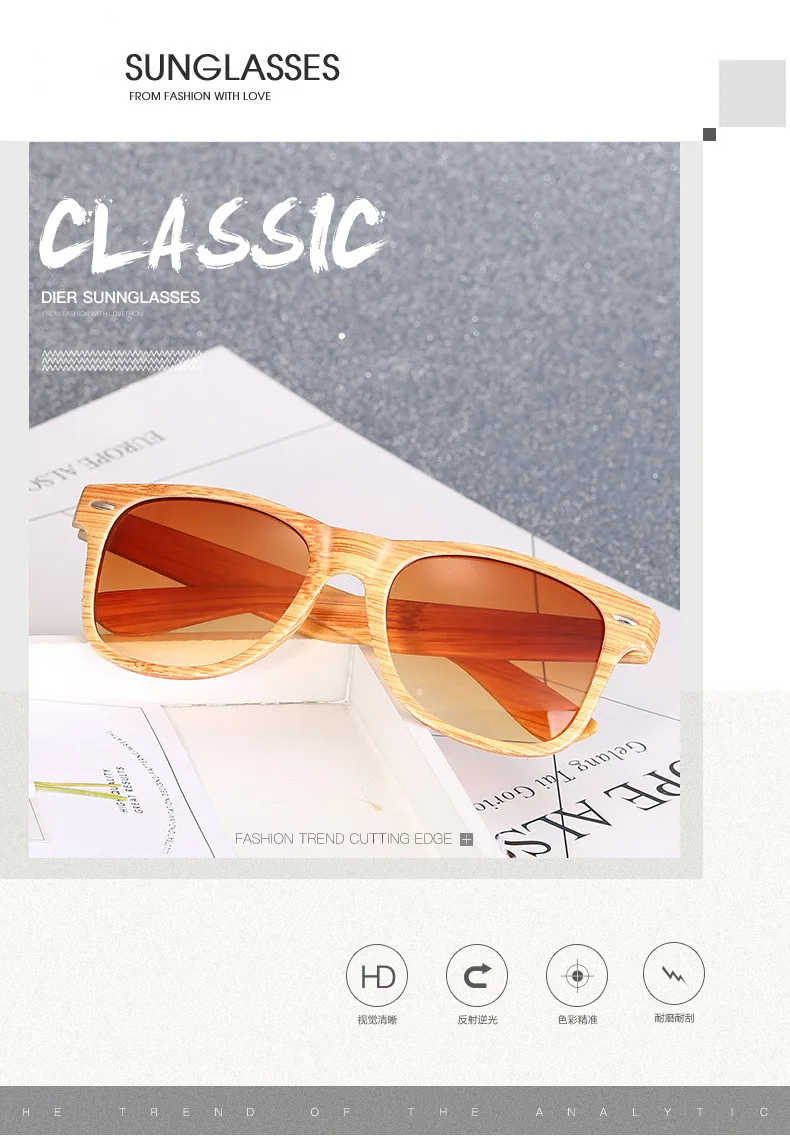 

2019 New Bamboo Frame sunglasses Women Vintage Brand Designer Classic Metal Sunglasses Outdoor Wooden Frame Oculos De So