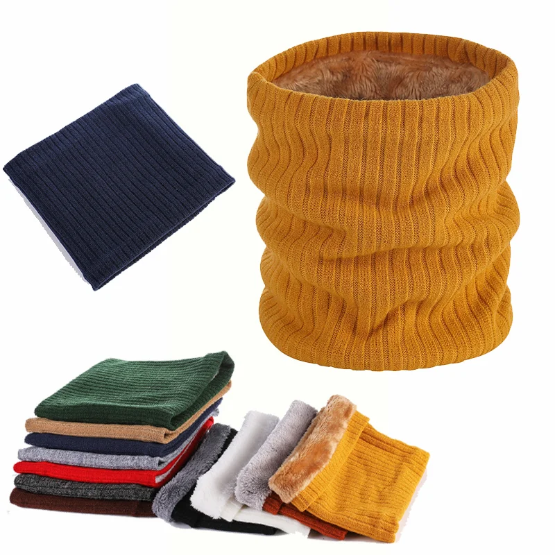 Knitted Scarf Neck Wrap Winter Knitted Plush Thick Neck Scarf Women Men Cashmer-Like Collar Warm Rings Scarves Outdoor Sport Men Collar Infinity Snood knitted scarf,neck wrap