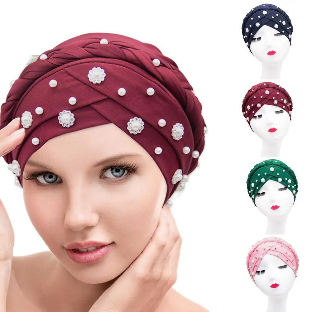 

1 Pcs Hat Women Muslim Hijab Turban Head Scarf Cap Muslim Decor Cute Milk Season Soft Hat And For 3 Silk Beads Braid Breath W2J8