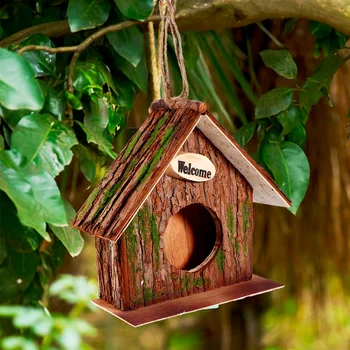 

Creative Birds Living Nest Solid Creative Breeding Box Home Decoration Wooden Birdhouse for Outdoor