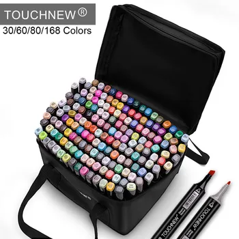 

TOUCHNEW Markers Pen 30 60 80 168 Colors Sketch Twin Marker Pens Broad Fine Point Graphic Manga Anime MarkersArt Supplies