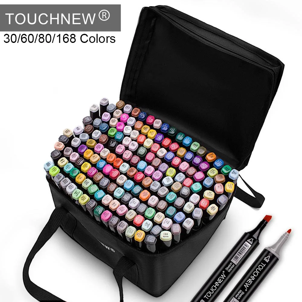 Маркеры TOUCHNEW Pen 30 60 80 168 цветов Эскиз Твин Маркер ручки широкие тонкие точки