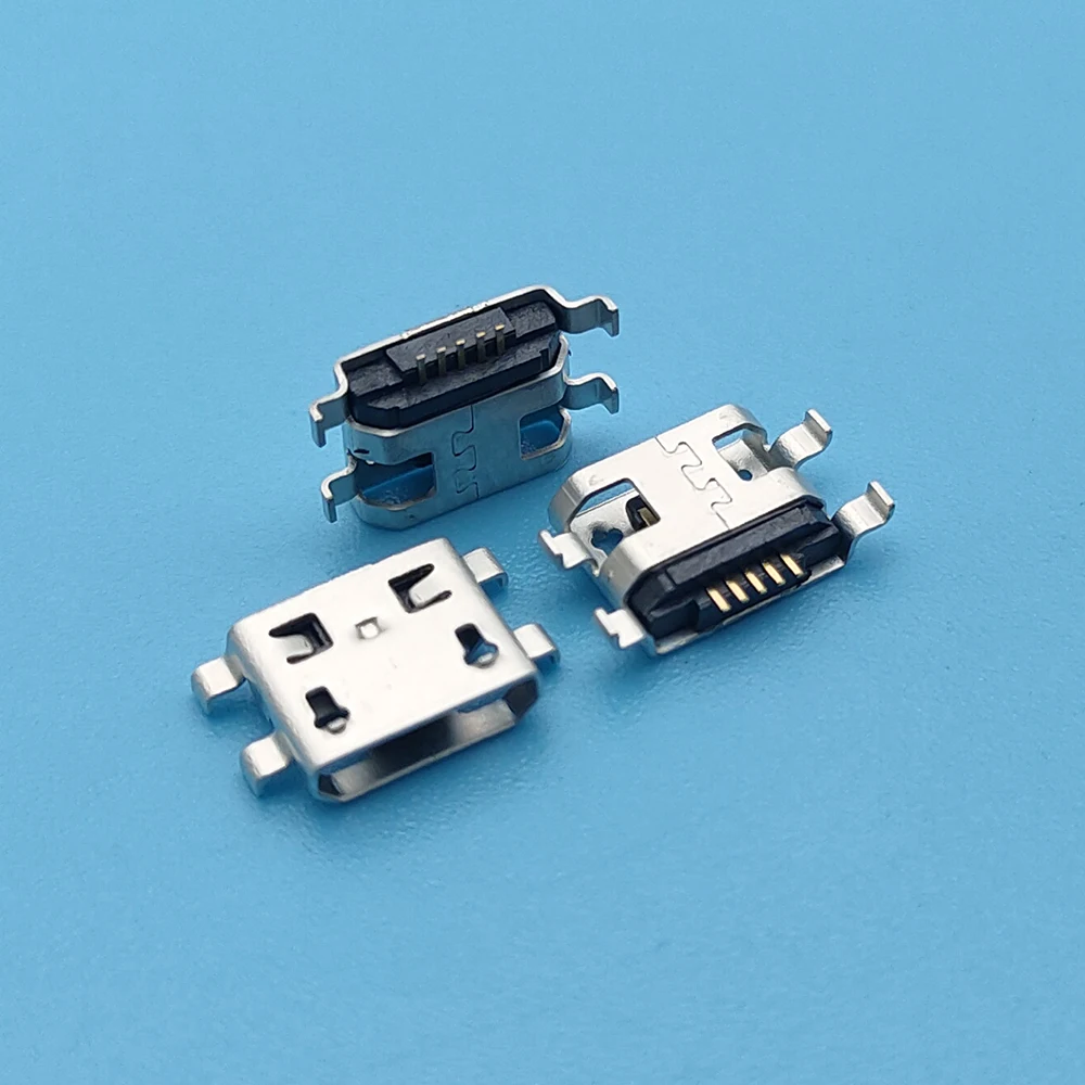 50 шт. микро USB разъем док-станция гнездо 5Pin пластина 0 8 мм SMT хвостовый зарядный