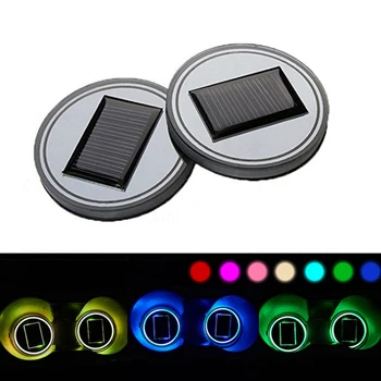 

luminous coaster Cup Mat New Universal Car Solar LED Cup Holder Pad Anti Slip Bottle Coaster Mat Pressing Vibration Drink Rack