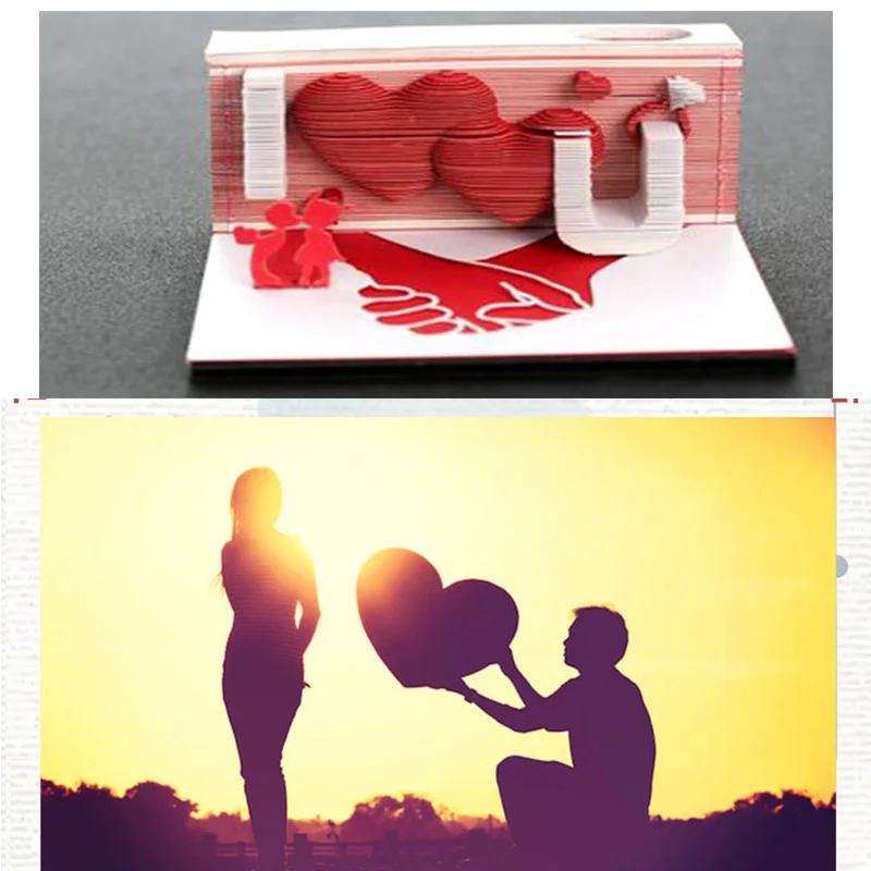 3D Бумага для заметок I LOVE YOU девочка и мальчик целующиеся сердце резьба подружка подарок ко дню рождения сувенир на День святого Валентина домашний декор iCraft