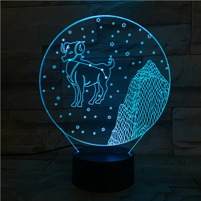 

Creative Constellation-Aries 3D Visual Lamp Remote Control Touch Gradient Lamp LED Illusion Lamp