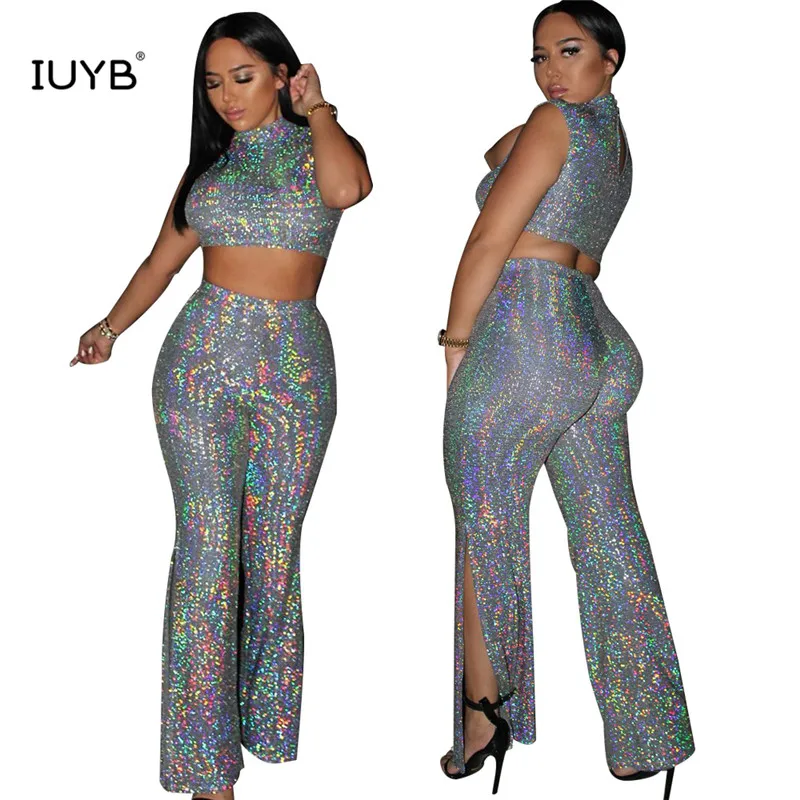 

IUYB TY7051 Solid Wide-Leg Summer High Street 2019 Casual Design 2 Piece Women Set Short Sleeve Long Pants Tracksuits Set