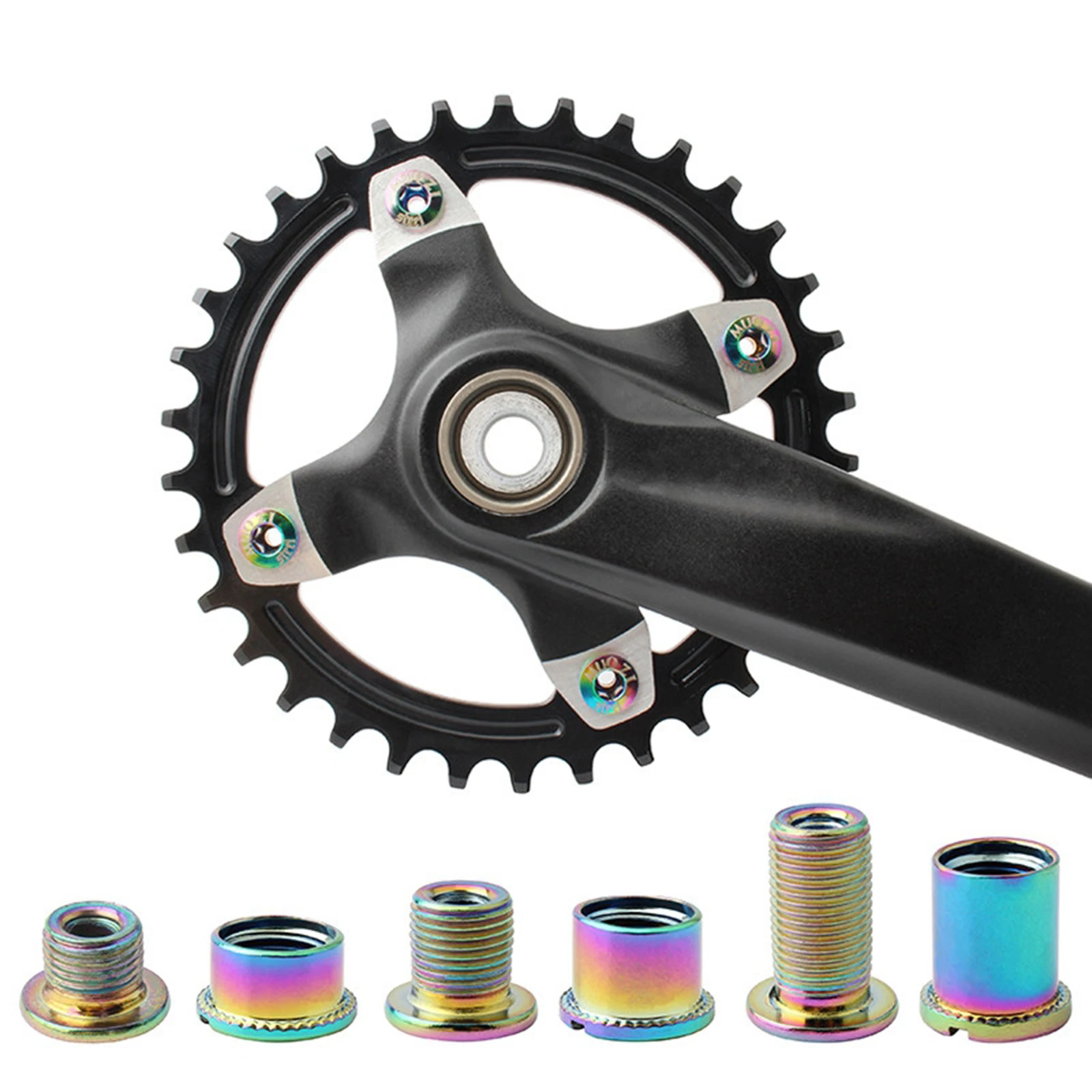 5Pcs M8 Chainring Bolt Nuts Road MTB Bicycle Chainwheel Screws Crankset Hardware