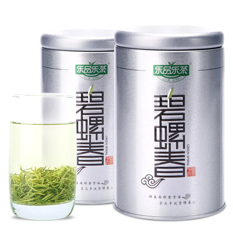 

2018 New Fresh 250g Premium Bud Roasted Green Tea Biluochun Tea Mingqian Biluochun 125g x 2pcs Tin Box