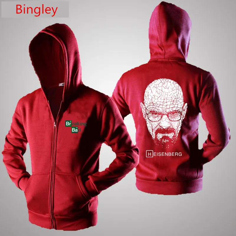 Мужские свитшоты с принтом "Breaking Bad", модные толстовки с капюшоном, Осень-зима, новая флисовая Мужская спортивная одежда Harajuku, куртка на молнии, топы