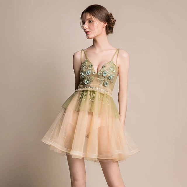 Sexy vestidos de graduación 2019 verde claro vestidos vestido de graduación Vestidos cortos ver a través de club nocturno vestidos elegantes - AliExpress Mobile