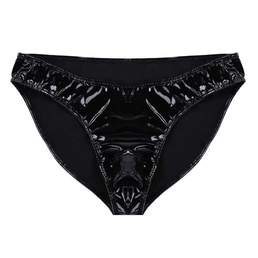 Мужские кожаные трусики Wetlook Эротические из латекса с карманом для пениса