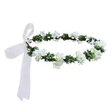 Свадебный Цветочный головной венок, повязка на голову, Женский Венок с цветами, повязка на голову для подружки невесты, свадебные цветы, аксессуары для волос для девочек(белый