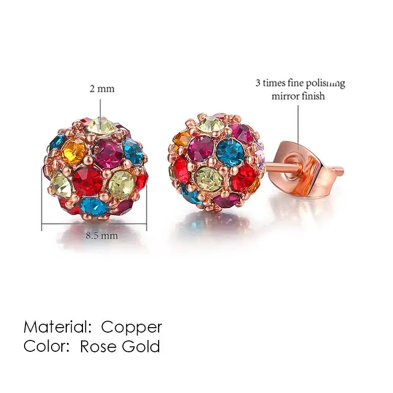 Серьги-гвоздики для женщин, классические,, прозрачные и Разноцветные серьги с кубическим цирконием и австрийскими кристаллами, модные ювелирные изделия E107 - Окраска металла: E380