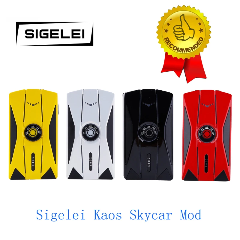 

Clearence!! Sigelei Kaos Skycar Mod Vape powered by dual 18650 batteries with color-changeable LED lights vs Fuchai Squonk