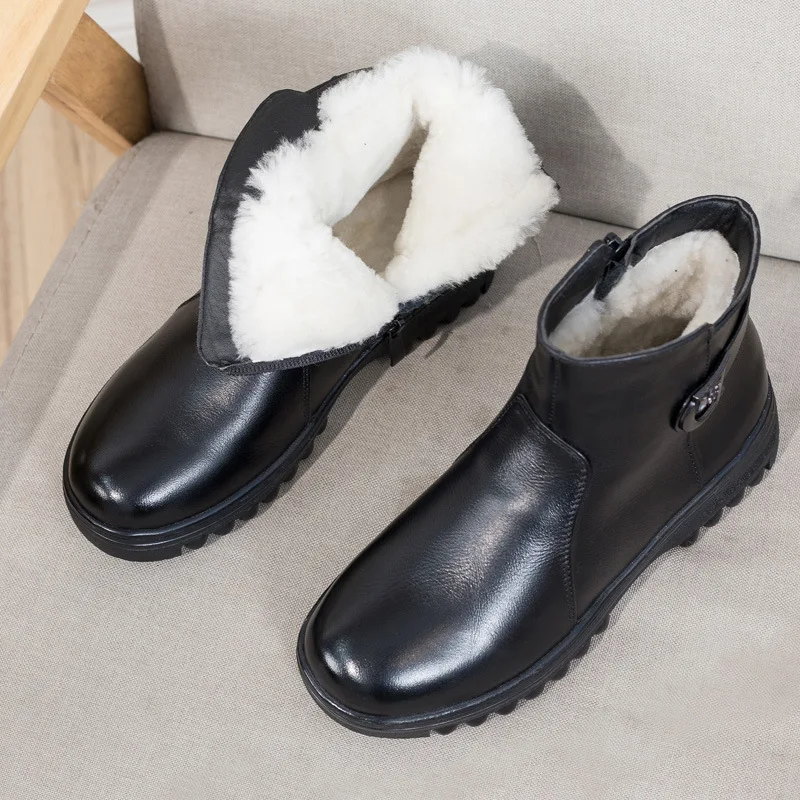 

Plus Size 35-41 M Leather Boots Women Bootie Mother Shoes Winter 2019 Comfortable Shoes Chausure Femme