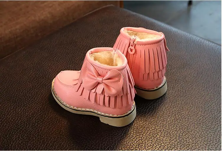 Girls Snow Boots Winter Children's Martin Boots 1-6 Years Old Girl Tassels In The Boots and Velvet Thick Warm Cotton Shoes