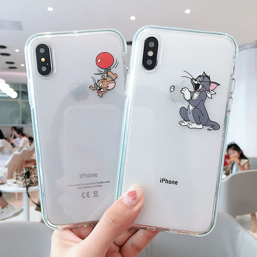 

Cartoon anime Cat mouse Couple Phone Cover Case For Iphone X 11 pro Xs Max Xr 10 8 7 6 6s Plus Luxury Soft silicone Coque Fundas