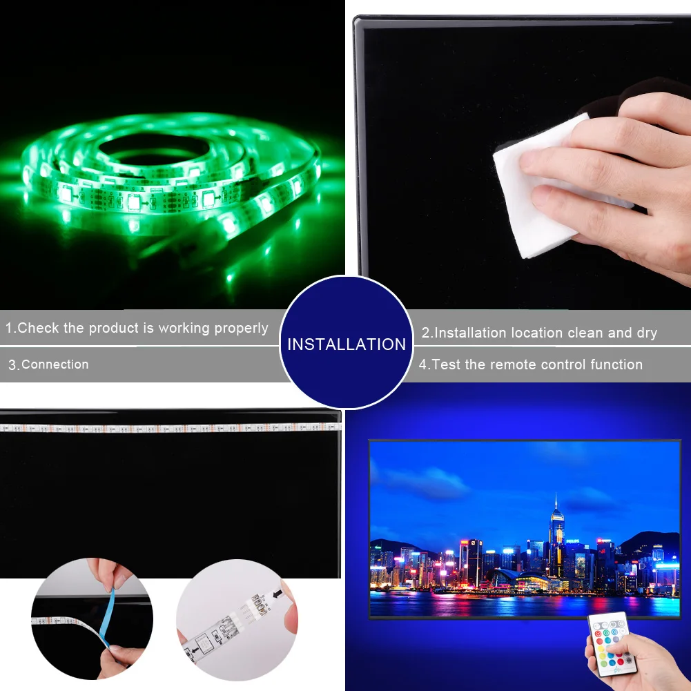 Светодиодная лента гибкая RGB 5050 SMD 2835 5/10/15 м 12 В пост. тока + удаленный контроллер
