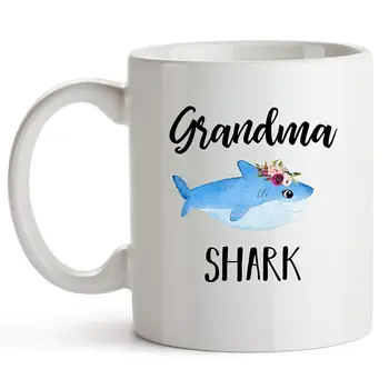 

Grandma/Grandpa Shark Shark Mug 11 Ounce Grandma Shark Coffee Cup