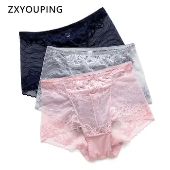 

New Sexy Ladies Underwear High Waist Lace Panties Female Transparent Briefs Seamless Comfortable Underpants Plus Size Lingerie